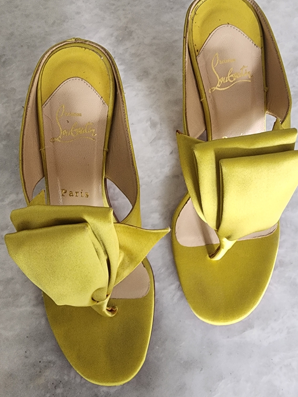 Christian Louboutin Lemon Yellow Bow Slip-On Mules